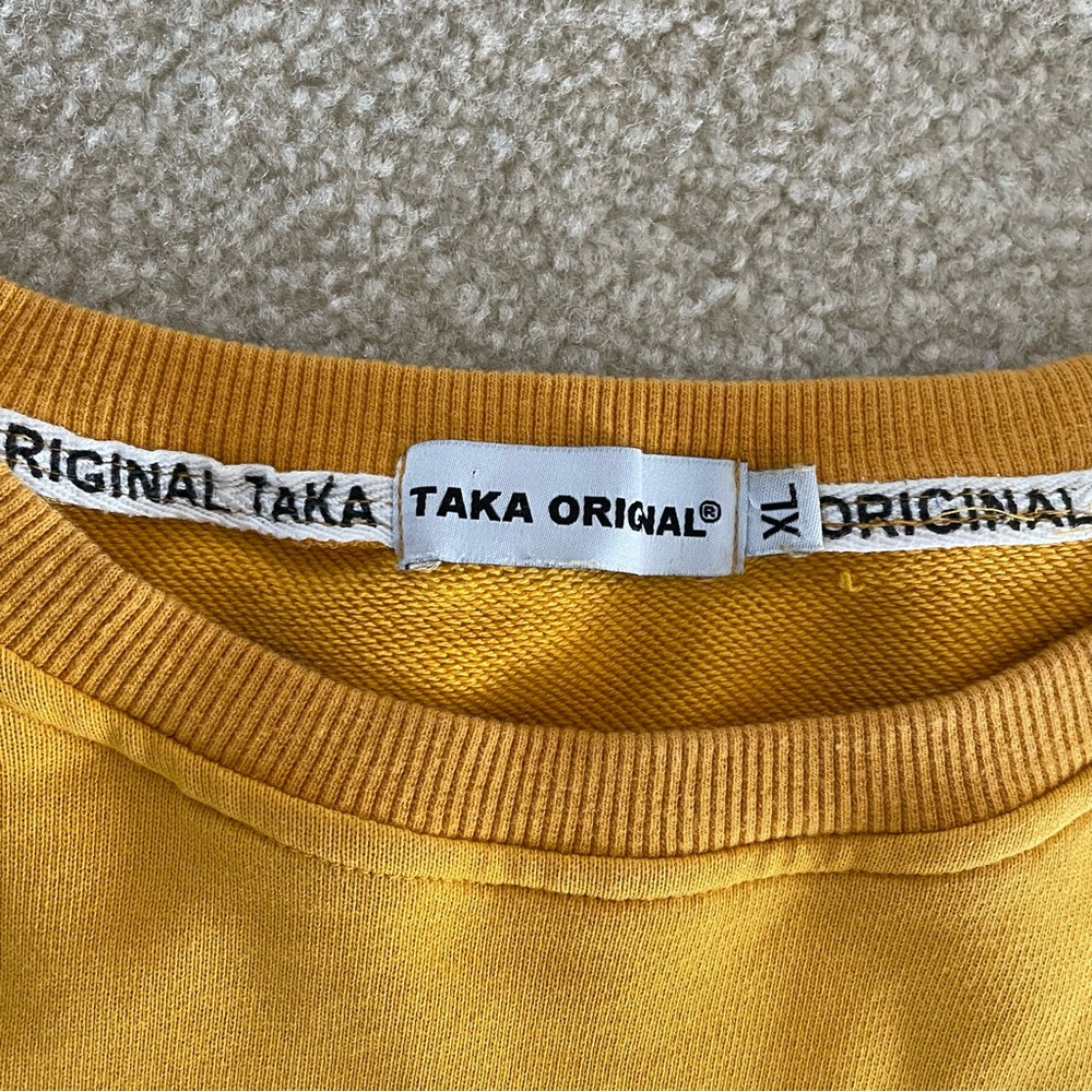 TAKA Original Men's Sweatshirt XL Mustard Yellow Boxy Oversized Streetwear - Picture 9 of 10